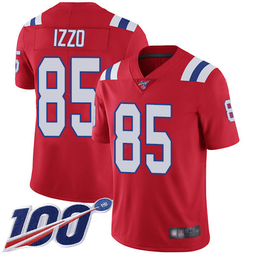 New England Patriots Football #85 Vapor Untouchable 100th Season Limited Red Men Ryan Izzo Alternate NFL Jersey